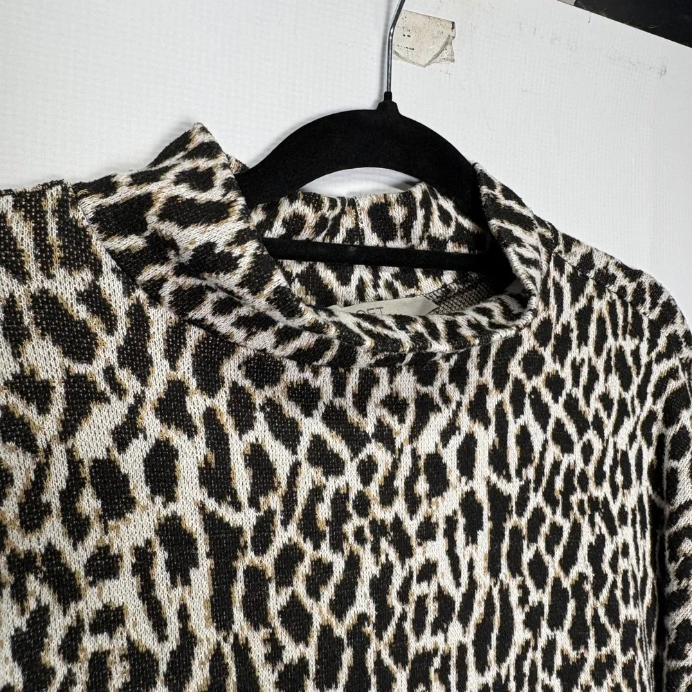LOFT Plus Animal Print Mock Neck Knit Pullover Sweater Womens‎ 20/22 Classic